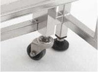Retractable stainless steel rolling casters and nylon leveling feet